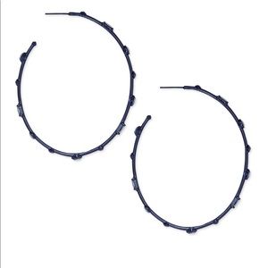 Zella Navy Gunmetal Hoop Earrings